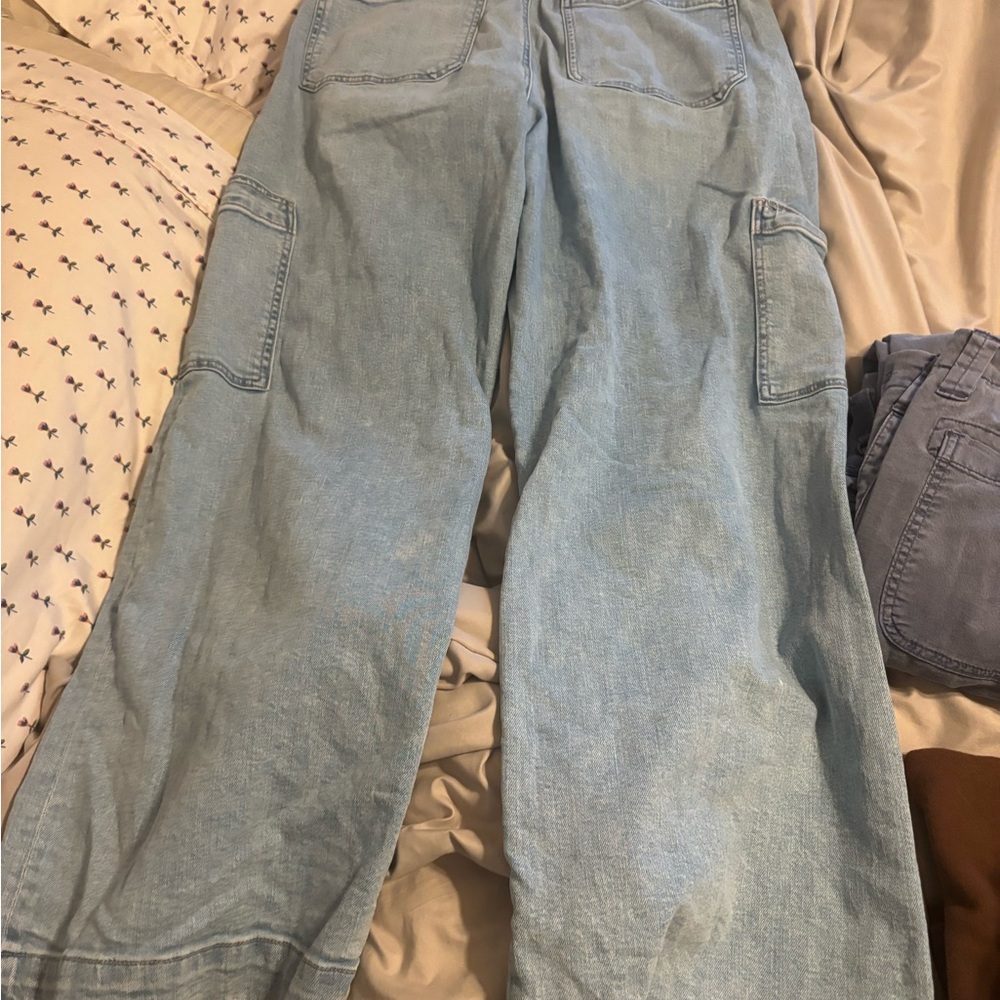 Light Blue Denim Cargo Pants